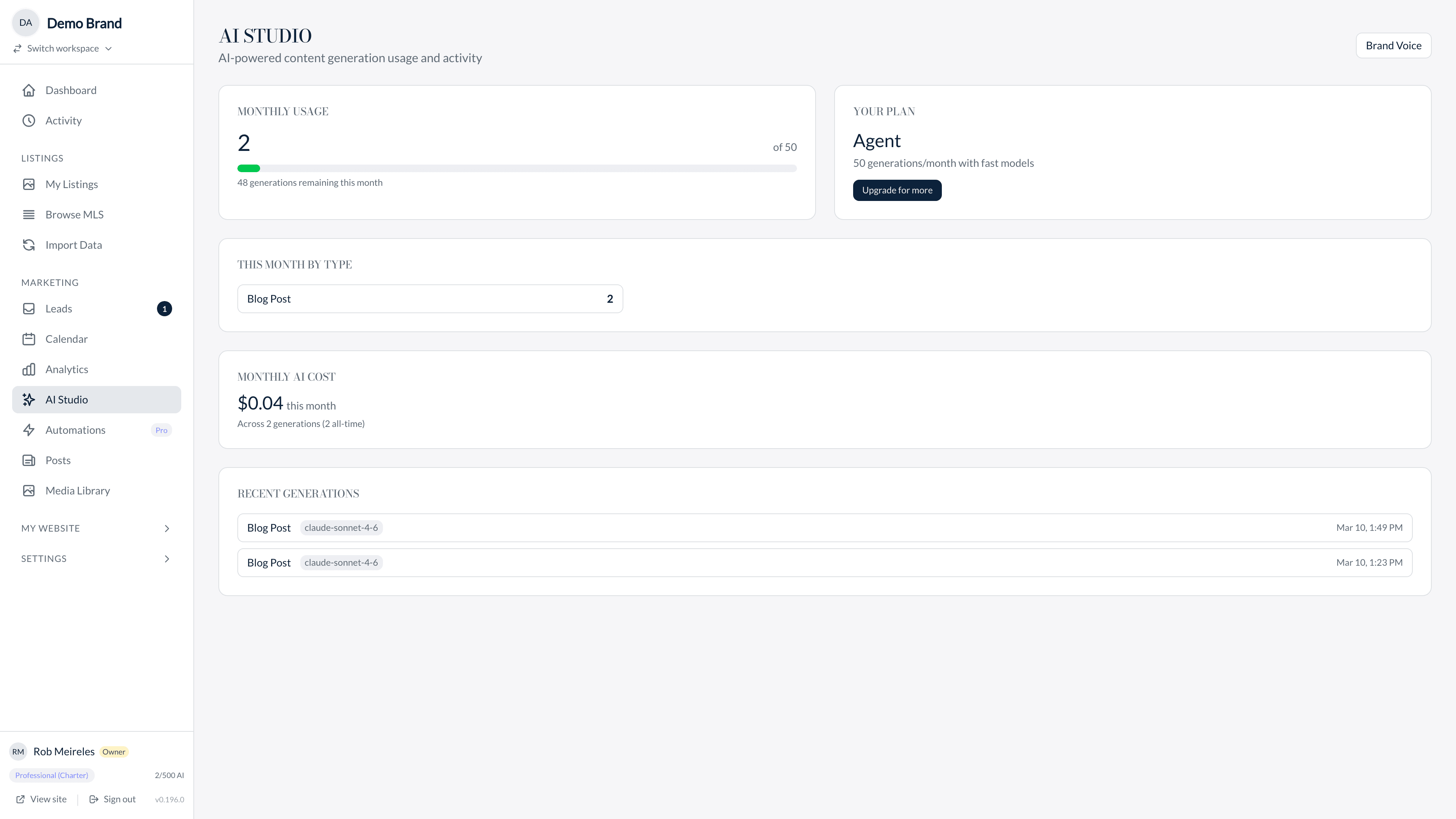 AI Content Studio screenshot