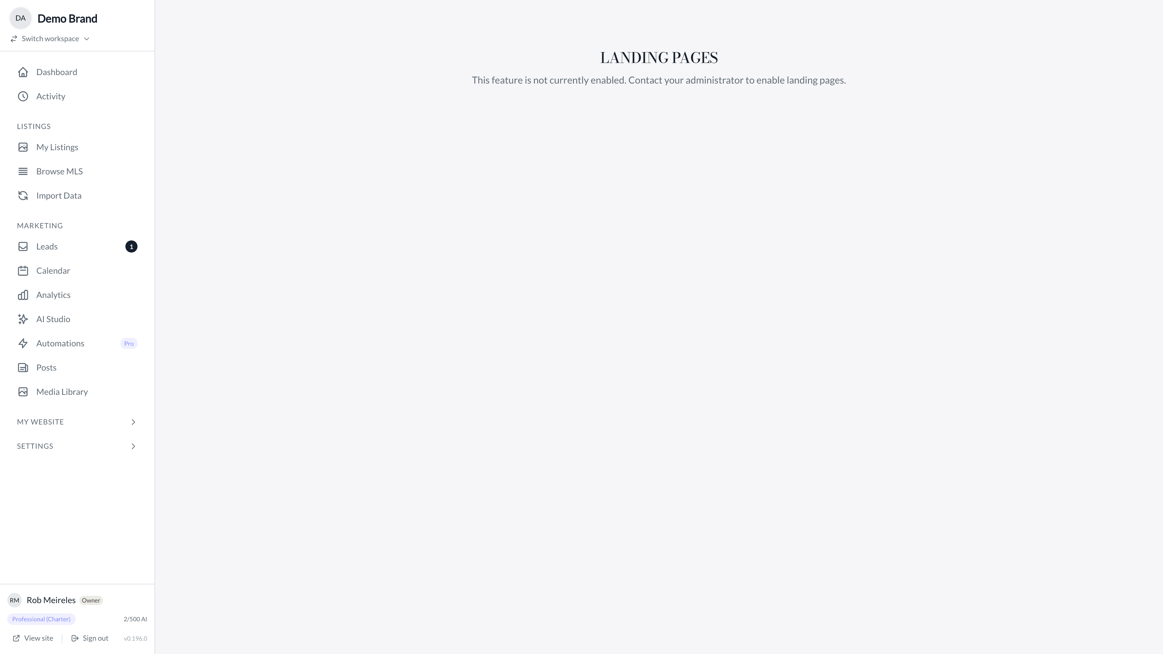 Landing Pages screenshot